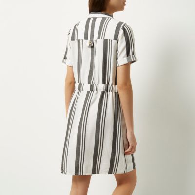 Cream stripe shirt dress